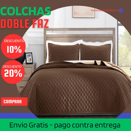 COLCHA PREMIUM DOBLE FAZ CAFÉ-BEIGE  5/5⭐️⭐️⭐️⭐️⭐️