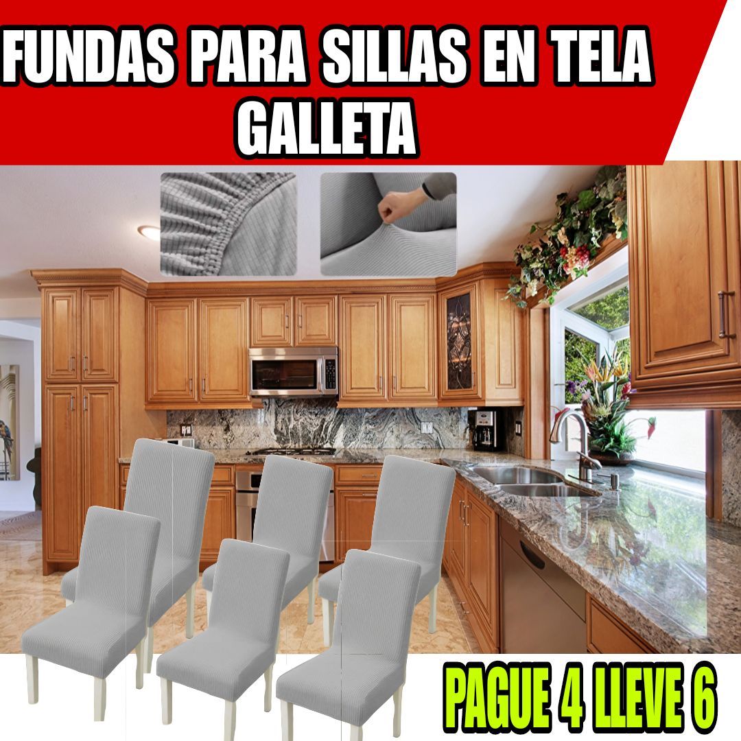 !Oferta imperdible! fundas para sillas en Tela Galleta PAGUE 4 LLEVE 6