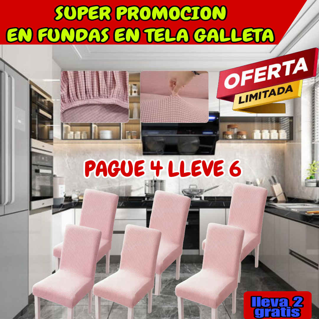 !Oferta imperdible! fundas para sillas en Tela Galleta PAGUE 4 LLEVE 6