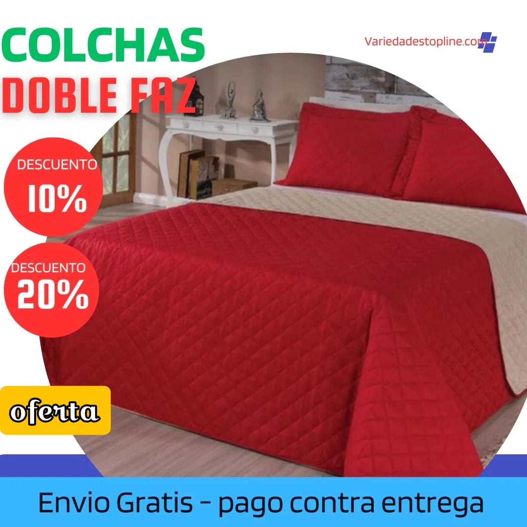 COLCHA PREMIUM DOBLE FAZ ROJO-BEIGE  5/5⭐️⭐️⭐️⭐️⭐️