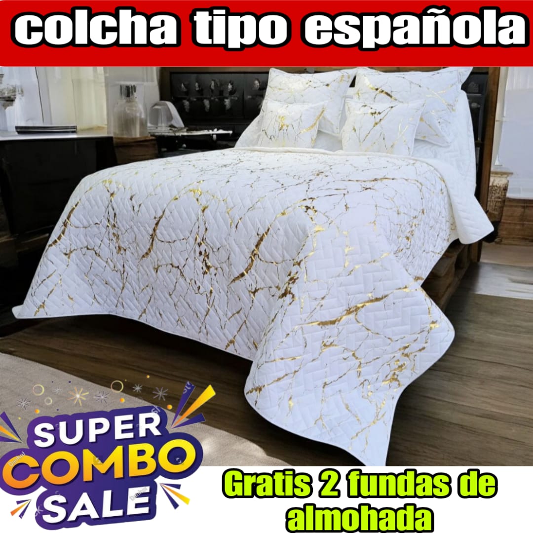 COLCHA TIPO ESPAÑOLA EDICION LIMITADA MARFIL Y DORADO 5/5⭐️⭐️⭐️⭐️⭐️