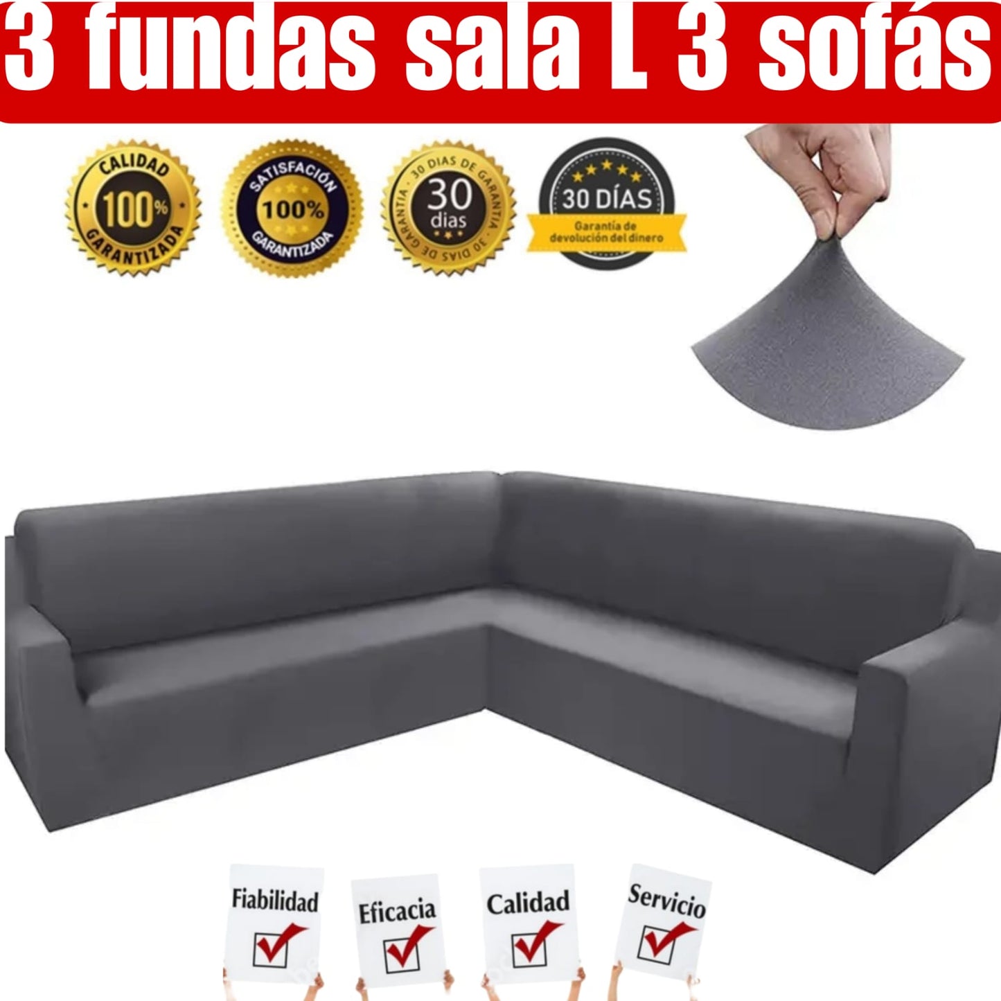 OFERTA EN FUNDAS AJUSTABLES PARA SALA L 3 SOFAS ⭐⭐⭐⭐⭐5/5