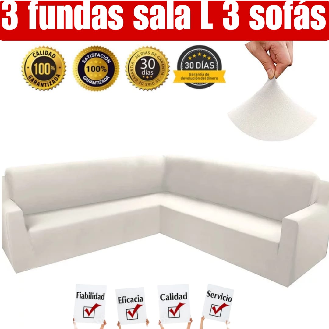 OFERTA EN FUNDAS AJUSTABLES PARA SALA L 3 SOFAS ⭐⭐⭐⭐⭐5/5