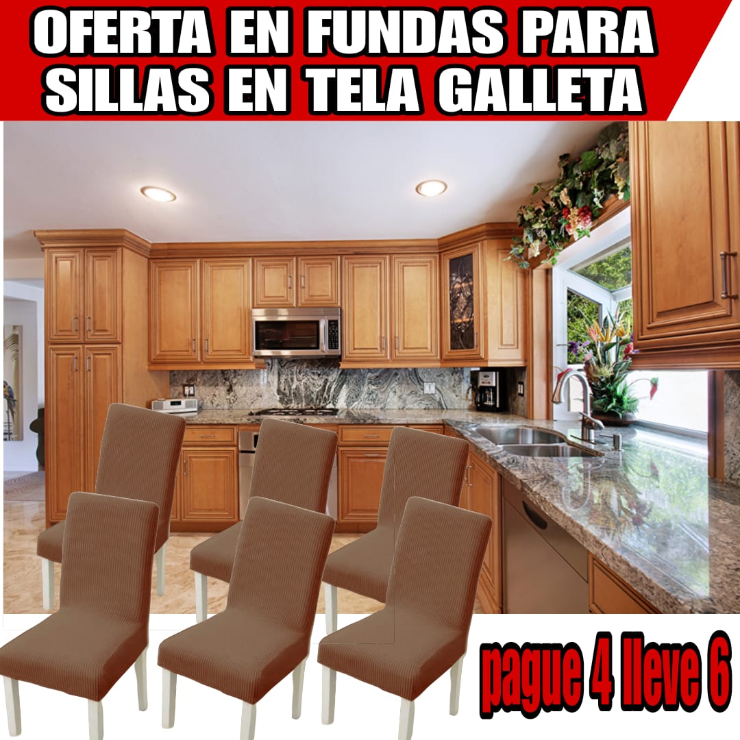 !Oferta imperdible! fundas para sillas en Tela Galleta PAGUE 4 LLEVE 6