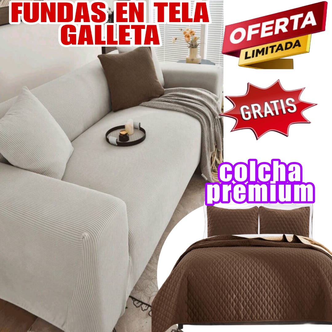 ¡Oferta Especial! Funda en Tela Galleta GRATIS Colcha para Cama Doble ⭐⭐⭐⭐⭐5/5