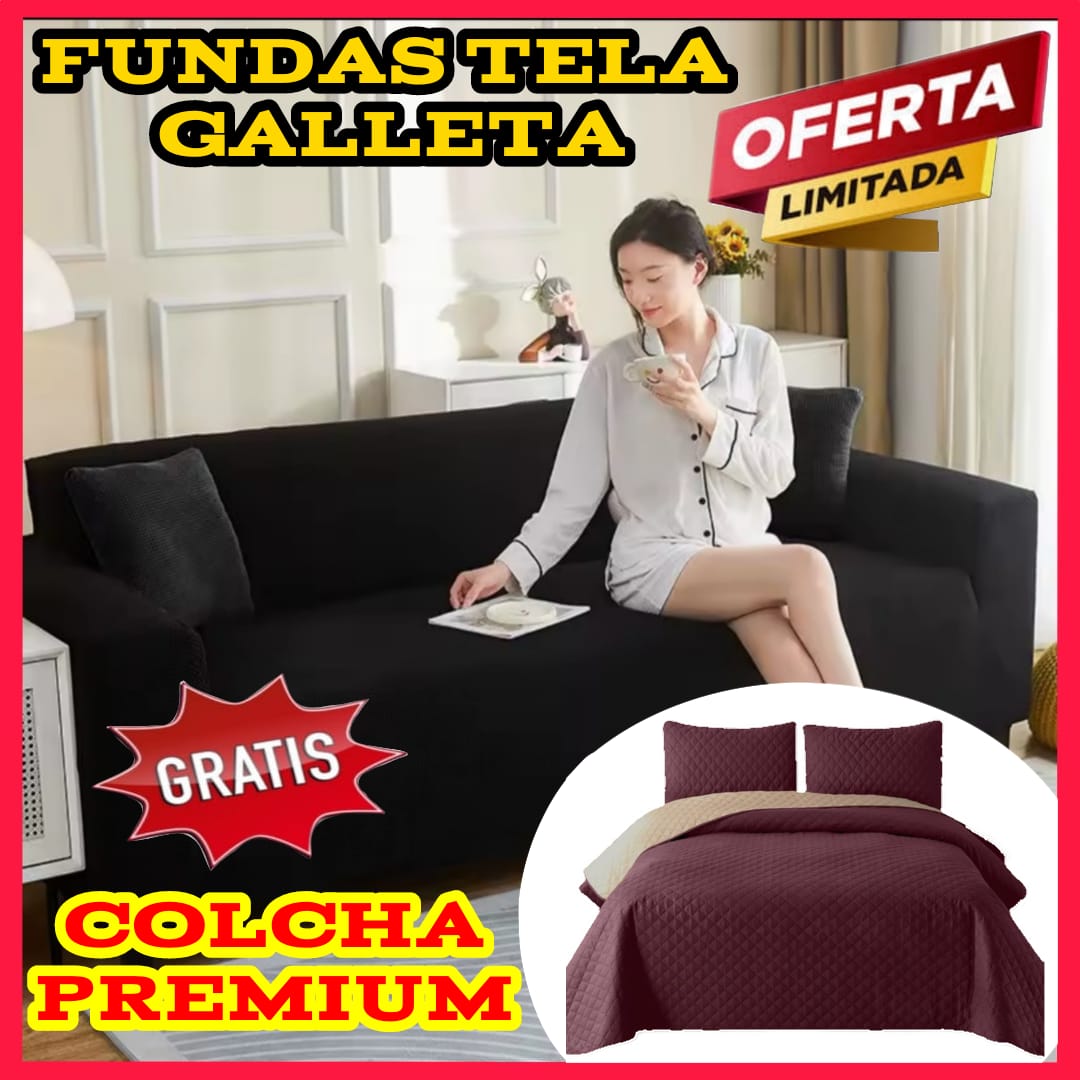 ¡Oferta Especial! Funda en Tela Galleta GRATIS Colcha para Cama Doble ⭐⭐⭐⭐⭐5/5