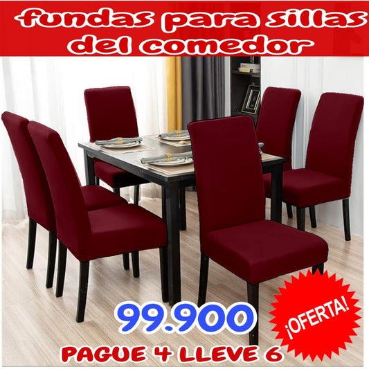 OFERTA PAGUE 4 LLEVE 6 UNID EN FUNDAS AJUSTABLES PARA SILLAS ⭐️⭐️⭐️⭐️⭐️