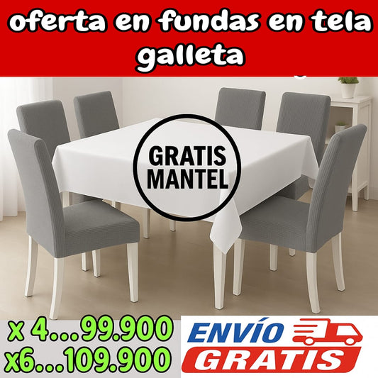 !Oferta imperdible! fundas para sillas en Tela Galleta GRATIS MANTEL