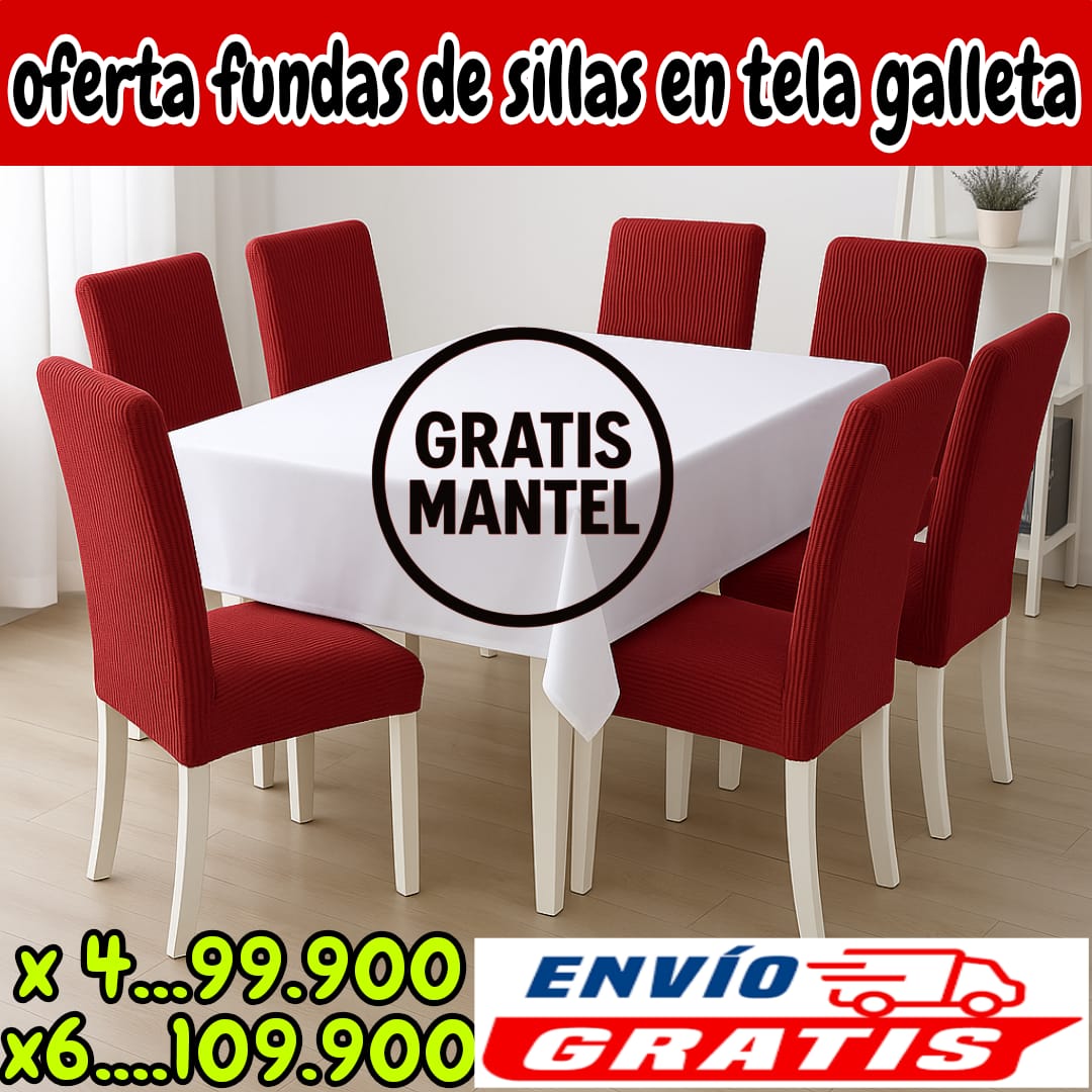 !Oferta imperdible! fundas para sillas en Tela Galleta GRATIS MANTEL