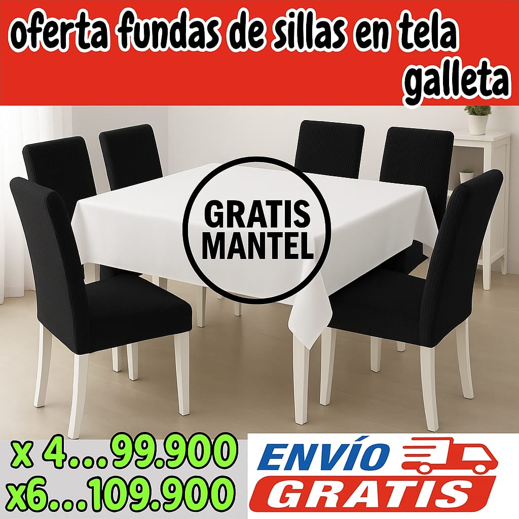 !Oferta imperdible! fundas para sillas en Tela Galleta GRATIS MANTEL