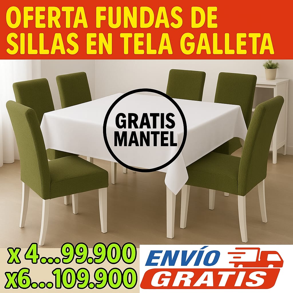 !Oferta imperdible! fundas para sillas en Tela Galleta GRATIS MANTEL