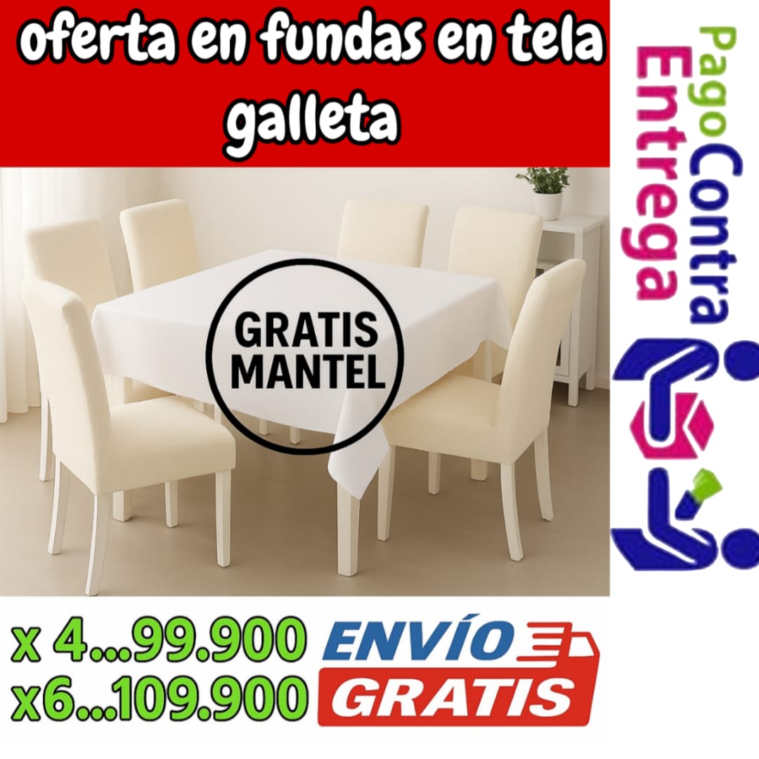 !Oferta imperdible! fundas para sillas en Tela Galleta GRATIS MANTEL