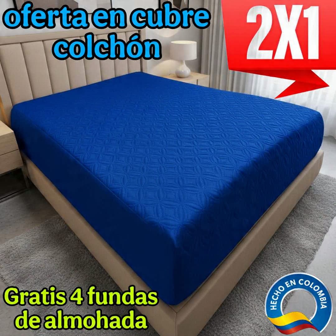 PROMOCION EN CUBRE COLCHON PAGUE 1 LLEVE 2 +4 fundas de almohada  ⭐⭐⭐⭐⭐5/5