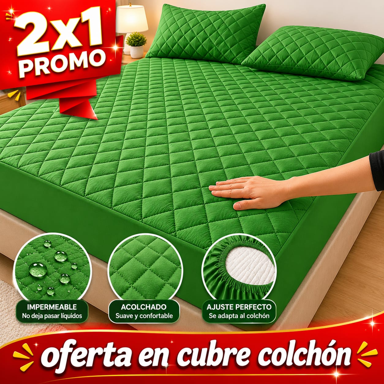 PROMOCION EN CUBRE COLCHON PAGUE 1 LLEVE 2 +4 fundas de almohada  ⭐⭐⭐⭐⭐5/5