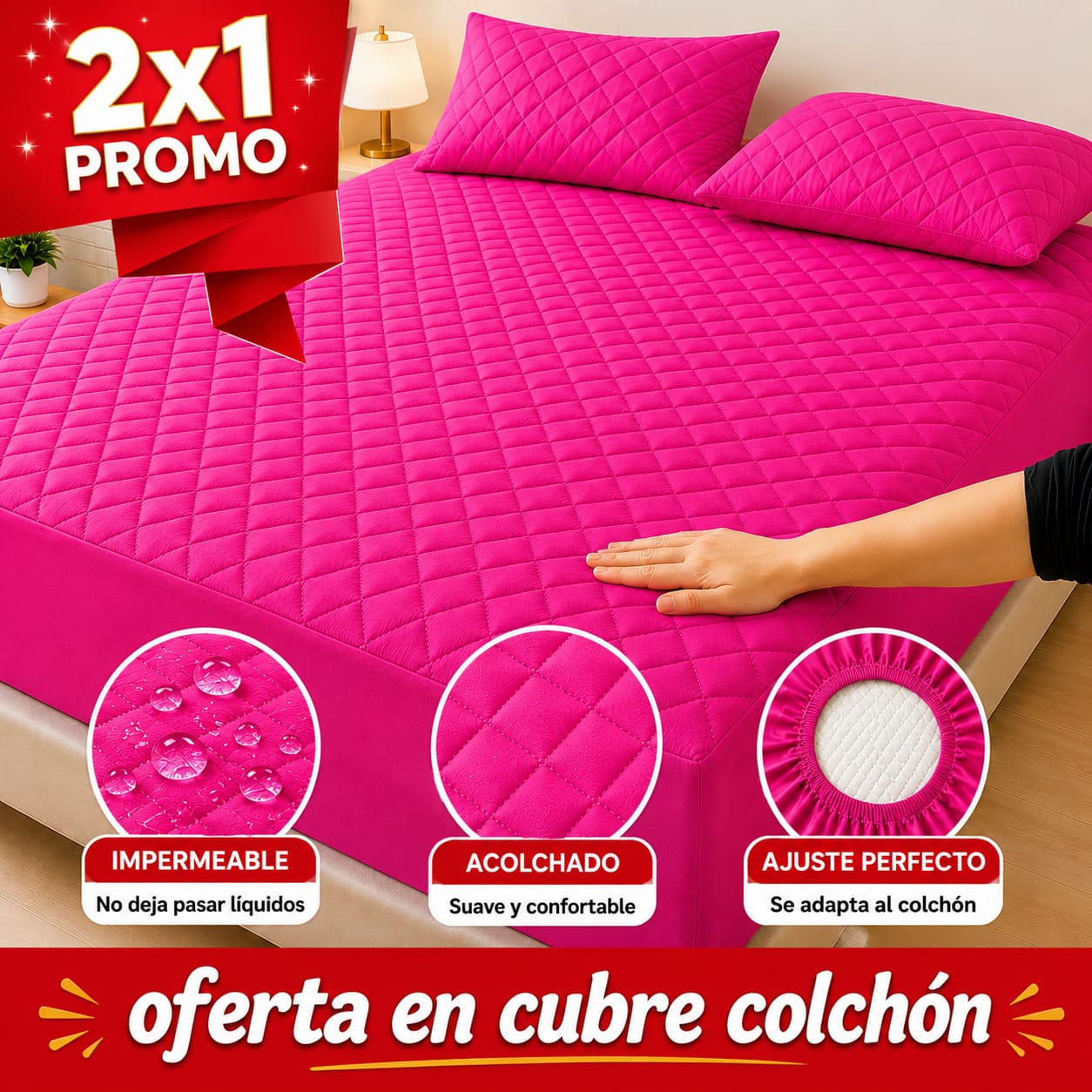 PROMOCION EN CUBRE COLCHON PAGUE 1 LLEVE 2 +4 fundas de almohada  ⭐⭐⭐⭐⭐5/5