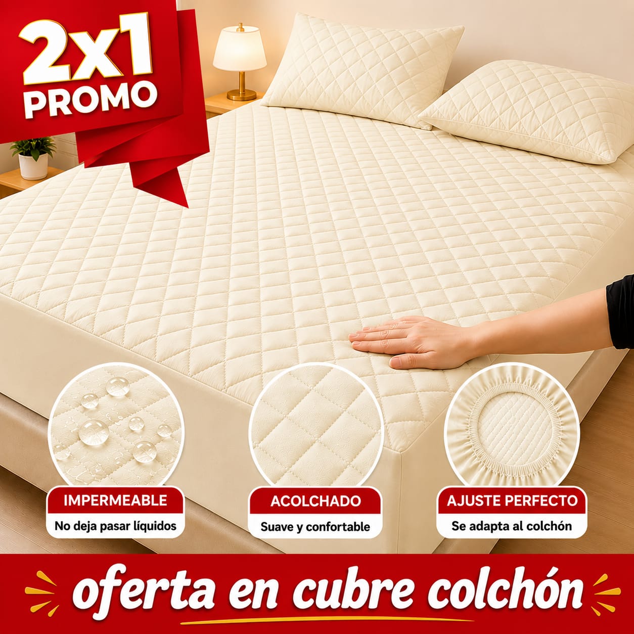 PROMOCION EN CUBRE COLCHON PAGUE 1 LLEVE 2 +4 fundas de almohada  ⭐⭐⭐⭐⭐5/5