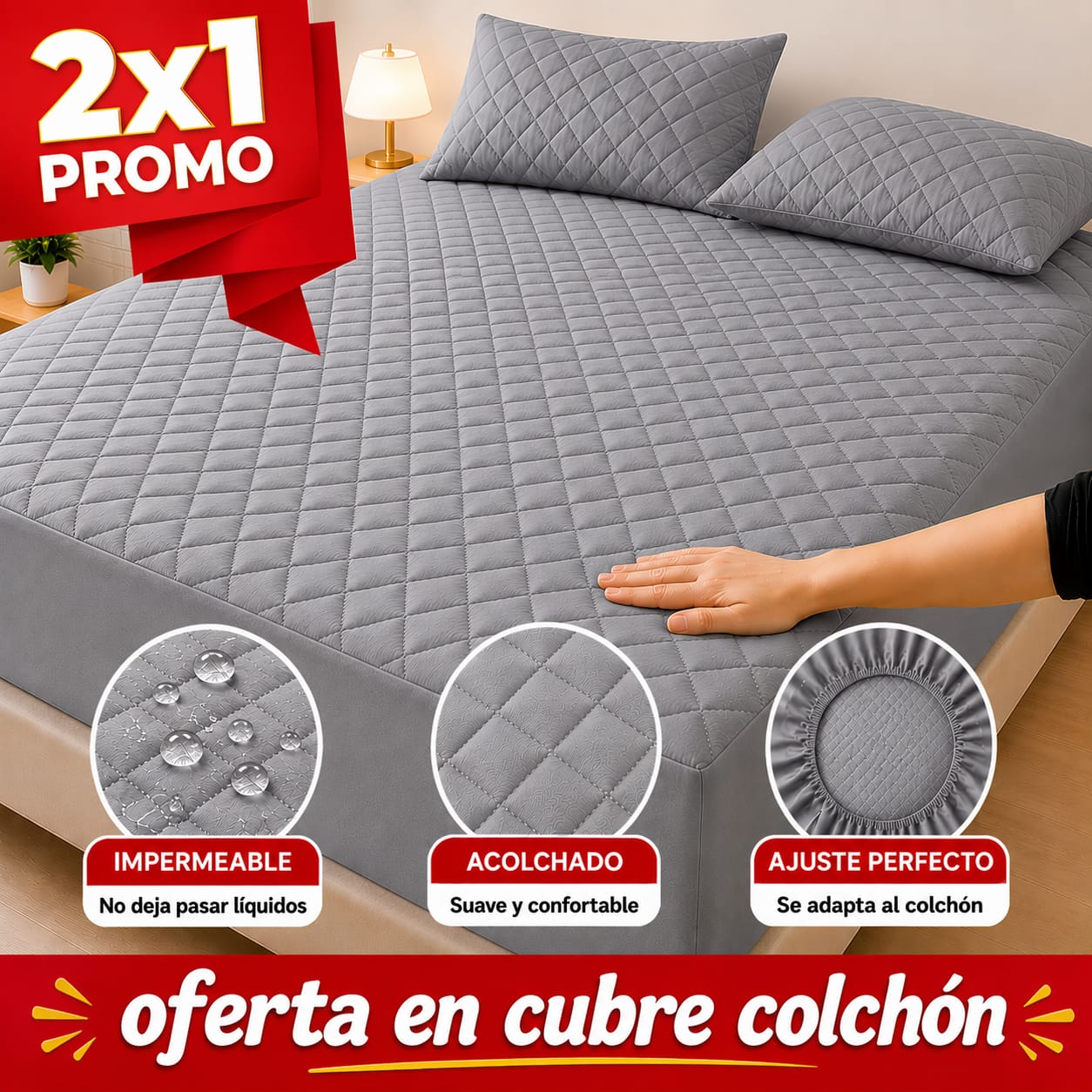 PROMOCION EN CUBRE COLCHON PAGUE 1 LLEVE 2 +4 fundas de almohada  ⭐⭐⭐⭐⭐5/5