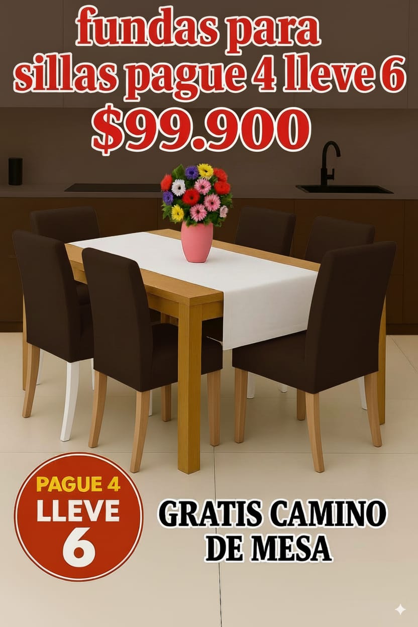 OFERTA PAGUE 4 LLEVE 6 UNID EN FUNDAS AJUSTABLES PARA SILLAS ⭐️⭐️⭐️⭐️⭐️