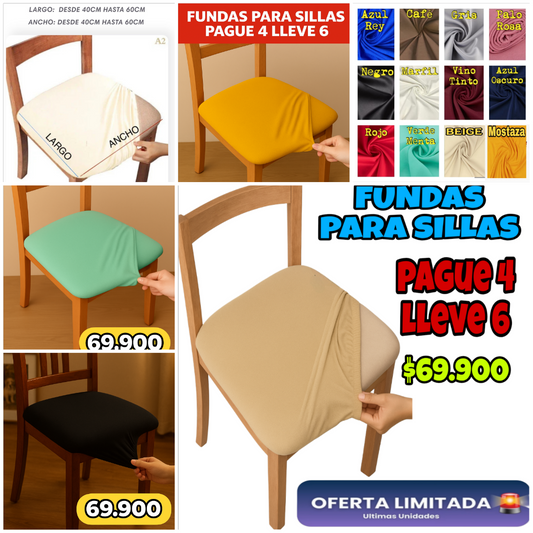 FUNDA AJUSTABLE PARA SILLAS DE COMEDOR SIN ESPALDAR⭐️⭐️⭐️⭐️⭐️5/5