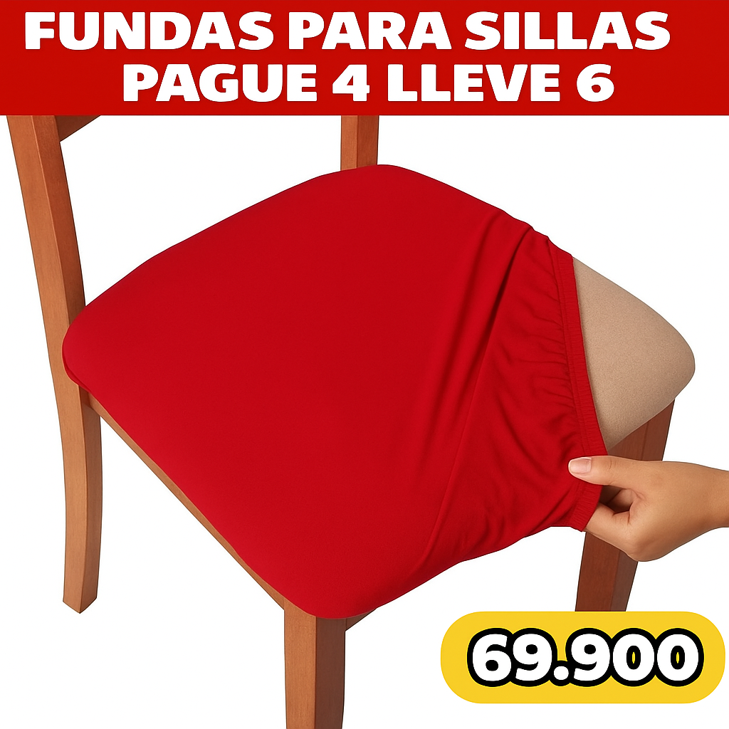 FUNDA AJUSTABLE PARA SILLAS DE COMEDOR SIN ESPALDAR⭐️⭐️⭐️⭐️⭐️5/5