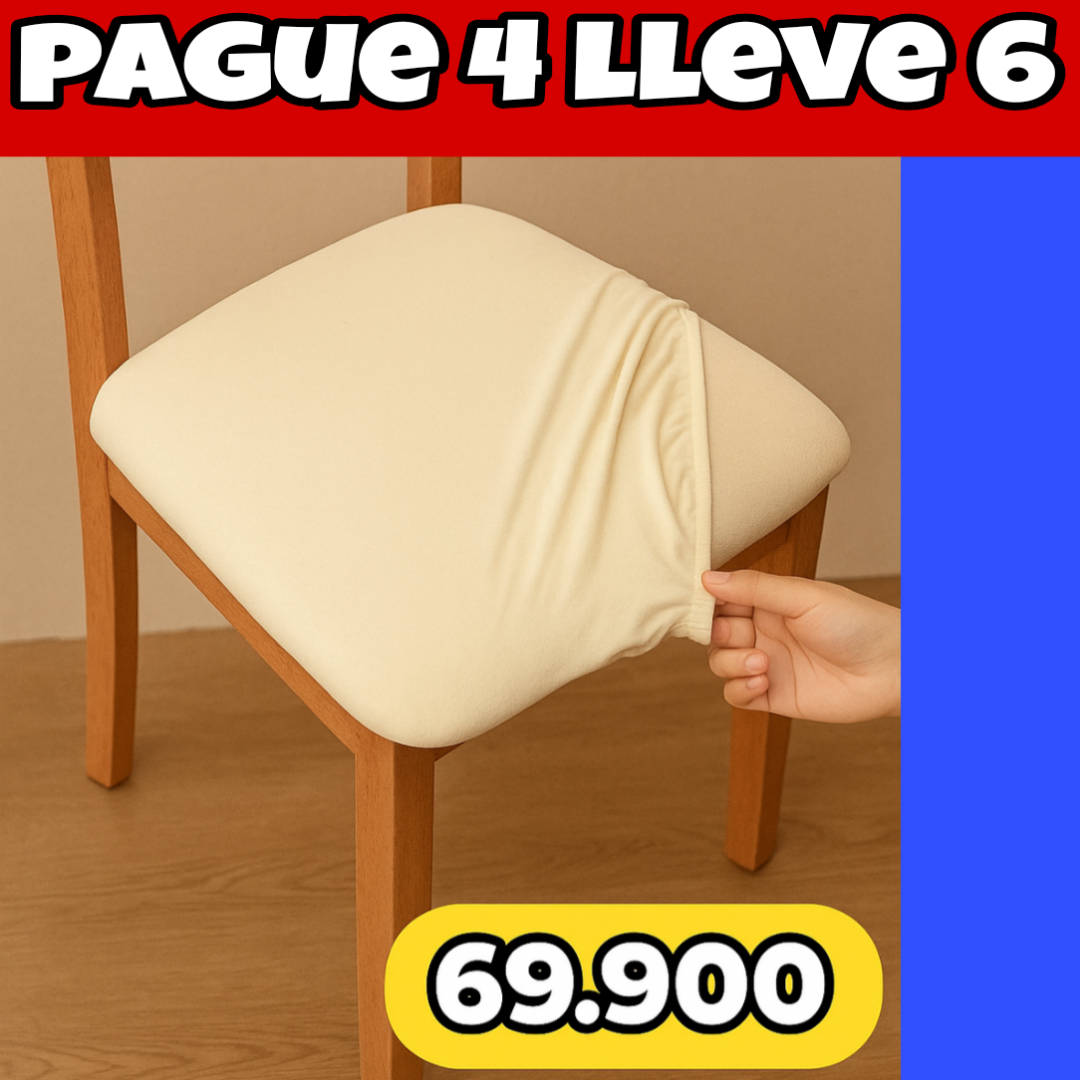 FUNDA AJUSTABLE PARA SILLAS DE COMEDOR SIN ESPALDAR⭐️⭐️⭐️⭐️⭐️5/5